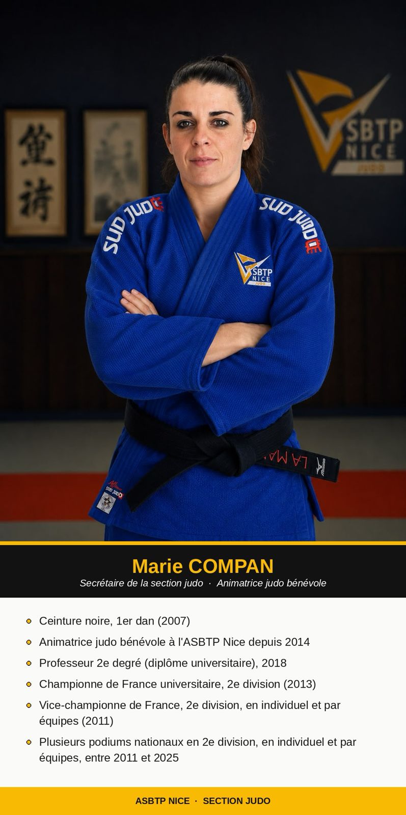 Marie COMPAN — Secrétaire de la section judo à l'ASBTP Nice Judo