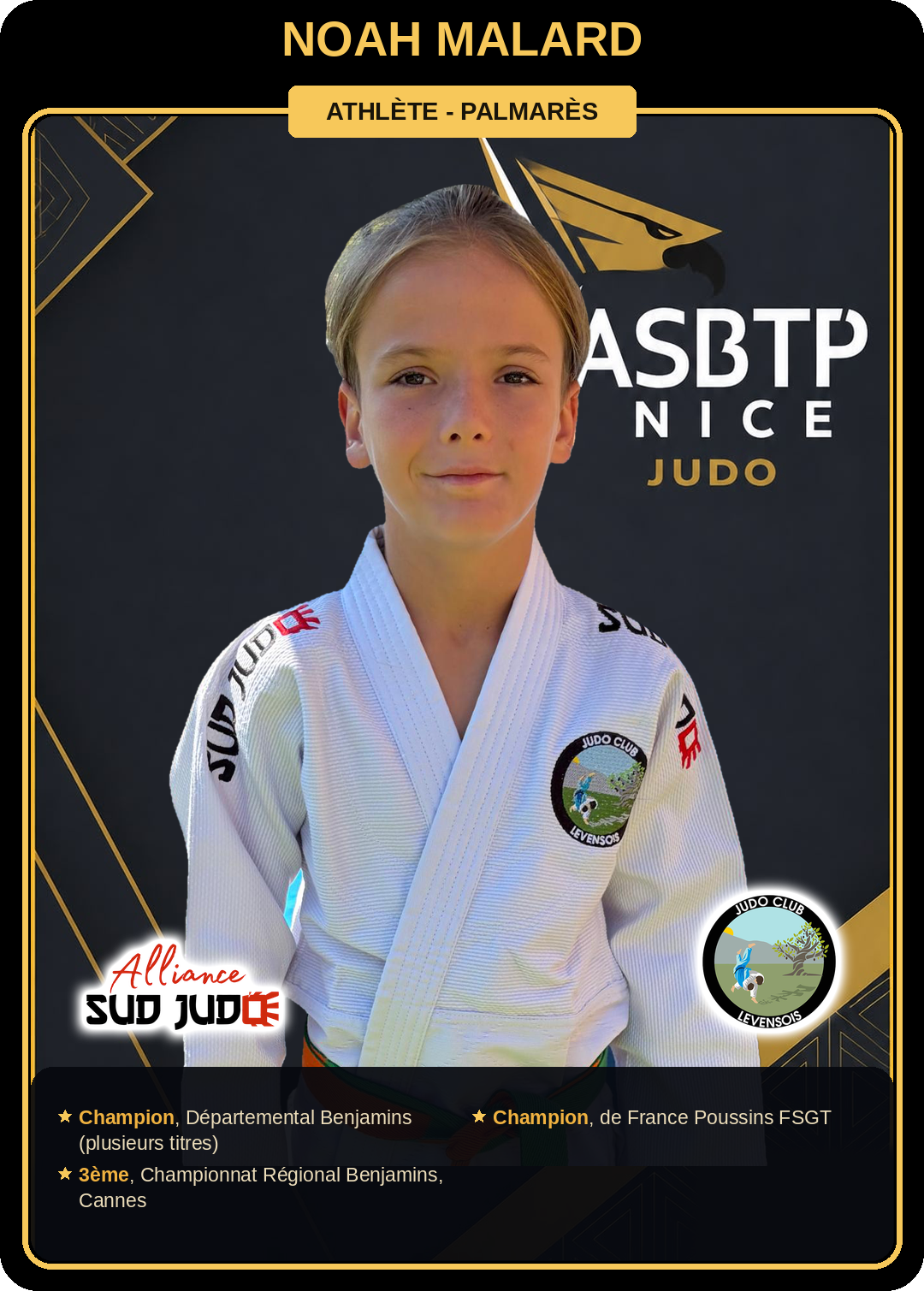 Carte athlète Noah Malard — palmarès ASBTP / Alliance Sud Judo